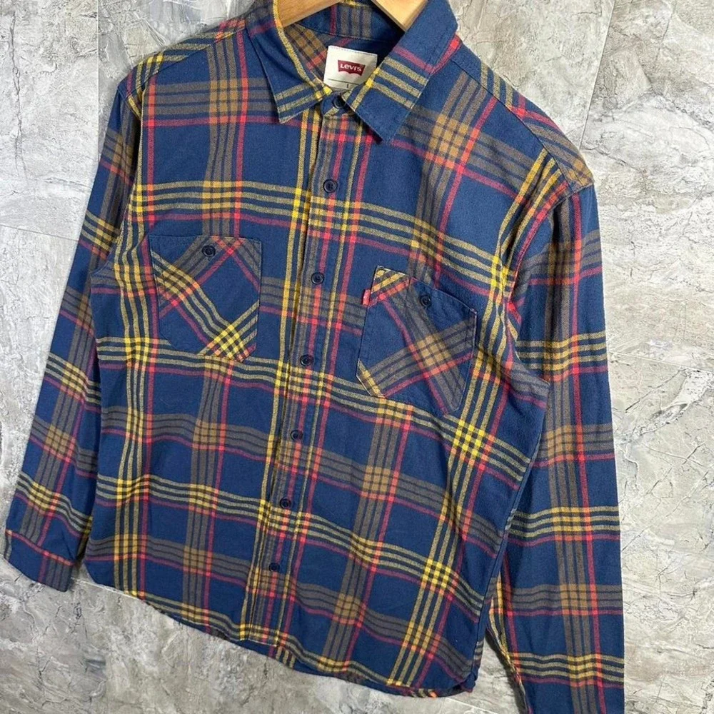 Levis Mens retro Plaid Flannel Western‎ Button Down Shirt Size S #flannel #90s